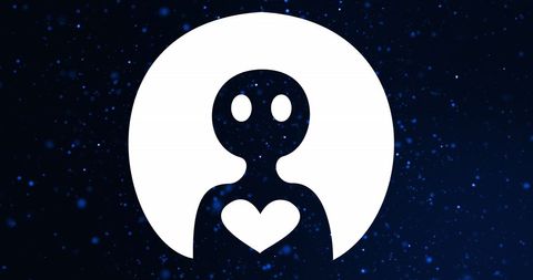 Minimalist social media icon with heart in starry background