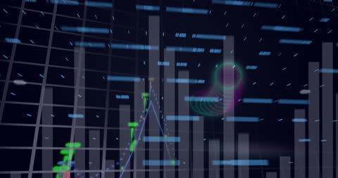 Abstract Financial Data Animation over Blue Background