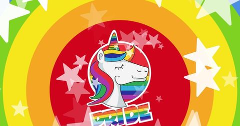 Pride Rainbow Unicorn with Stars for LGBT Celebration