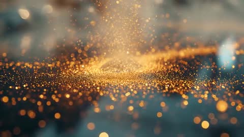 Luminous Golden Particles Create Magical Effect Mid-Air