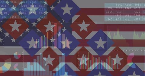Usa patriotic themes with data graphics background
