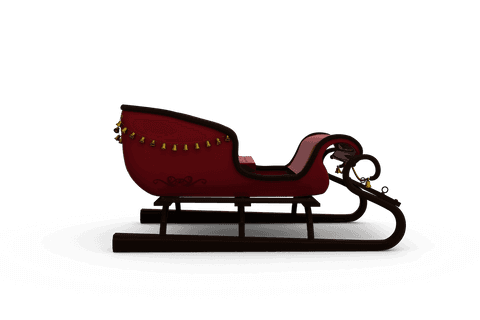 Traditional Red Santa Sledge with Golden Bells Side View