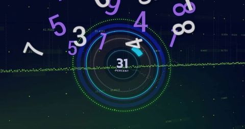 Futuristic HUD Dashboard Pulsing 31% Circular Data Interface with Floating Numerals