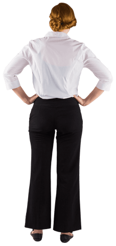 transparent back view of businesswoman standing with hands on hips - Download Free Stock Videos Pikwizard.com