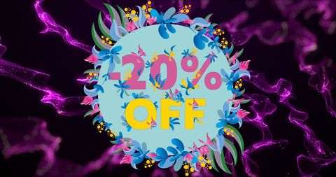 Colorful Floral Discount Banner with 20% Off - Download Free Stock Images Pikwizard.com
