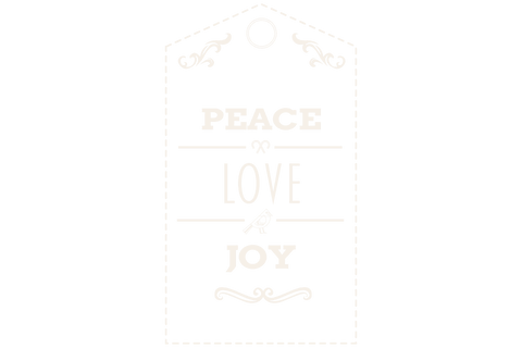 Transparent Tag Design with Peace Love Joy Text for Celebrations