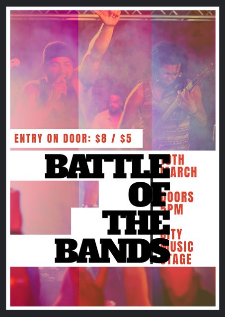 Exciting Live Band Performance at Battle of the Bands Event - Download Free Stock Templates Pikwizard.com