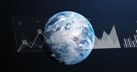 Global Data Analysis on Spinning Earth in Space - Download Free Stock Images Pikwizard.com