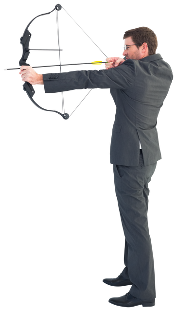 Transparent Background: Businessman Shooting Bow and Arrow Overcoming Challenges - Download Free Stock Videos Pikwizard.com