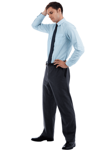 Transparent Thoughtful Businessman in Blue Shirt and Tie Posing - Download Free Stock Videos Pikwizard.com