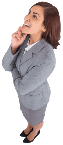 Happy Caucasian Businesswoman Standing on Transparent Background