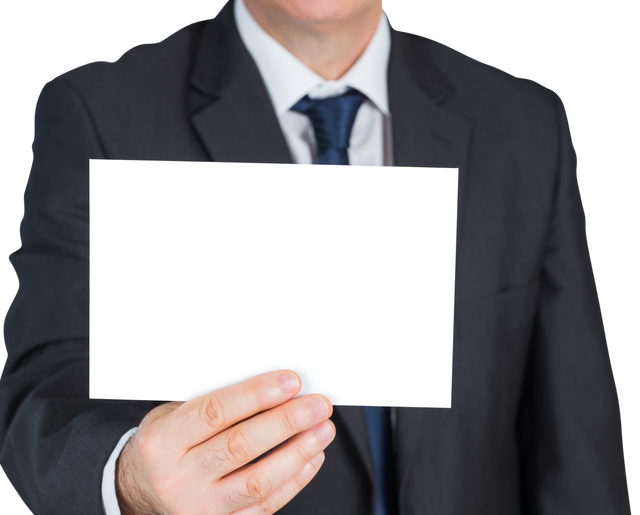 Mature Businessman Showing Blank Card Transparent Background - Download Free Stock Videos Pikwizard.com