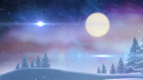 Magical Winter Wonderland with Glowing Full Moon
