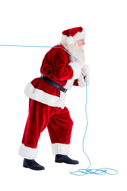 Transparent Santa Claus pulling blue rope - Download Free Stock Videos Pikwizard.com