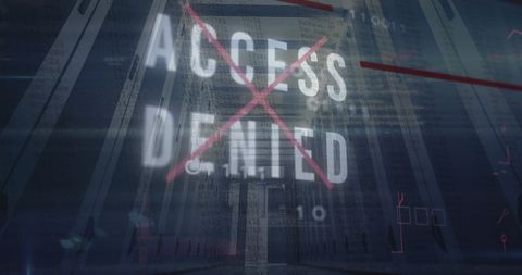 Access Denied Message Overlaying Data Center Imagery