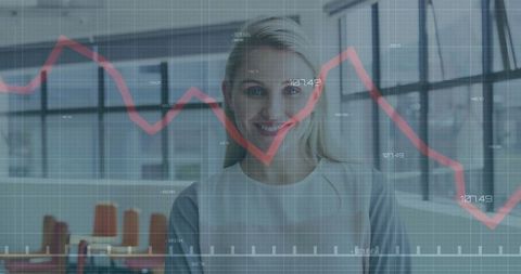 Businesswoman Analyzing Market Trends in Modern Office