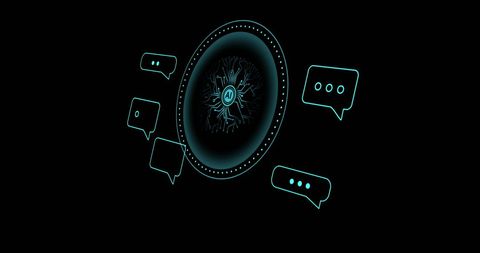 Futuristic ai network with digital speech bubbles