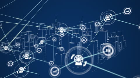 Digital Network Connection Over Future Cityscape