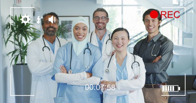 Healthcare Professionals Recording, Diverse Medical Team Smiling - Download Free Stock Images Pikwizard.com