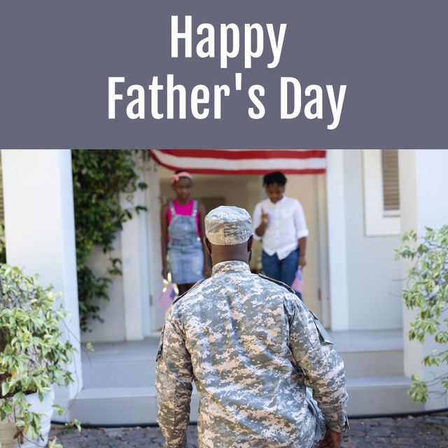 African American Soldier Returning Home to Family on Father's Day - Download Free Stock Templates Pikwizard.com