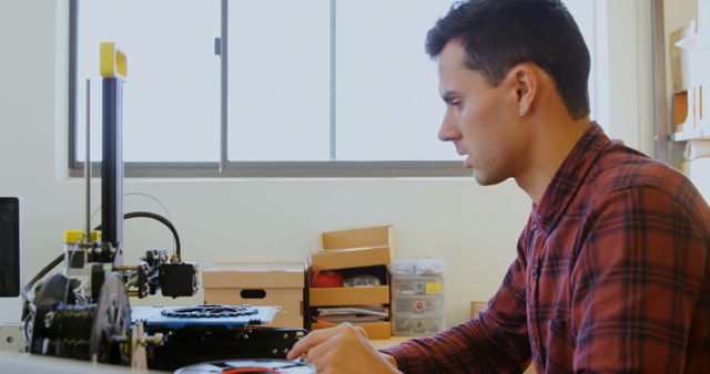 Young Engineer Working with 3D Printer in Office - Download Free Stock Images Pikwizard.com