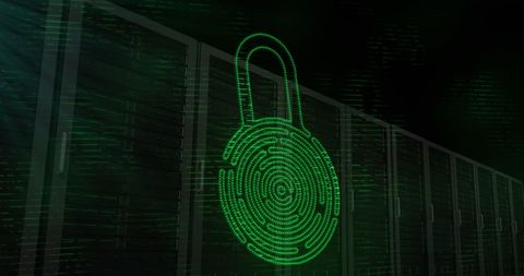 Digital Security Padlock with Servers in Background - Download Free Stock Images Pikwizard.com