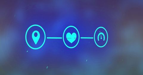 Digital Interface with Connected Icons on Blue Background - Download Free Stock Images Pikwizard.com