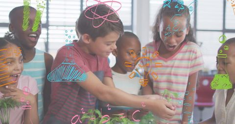 Diverse Schoolchildren Exploring Science with Plant Experiment - Download Free Stock Images Pikwizard.com