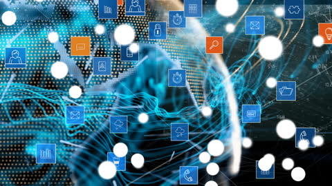 Global Connection Concept with Digital Interface Icons Overlay