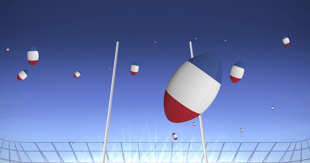 Rugby Balls with French Flag Design in Stadium - Download Free Stock Images Pikwizard.com