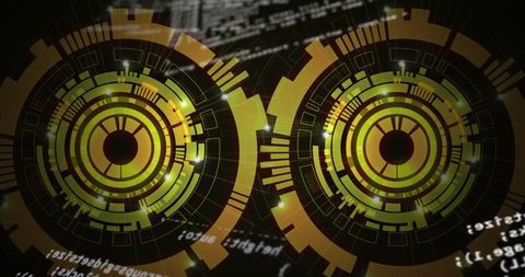 Futuristic Digital Interface with Rotating Data Scanners - Download Free Stock Images Pikwizard.com