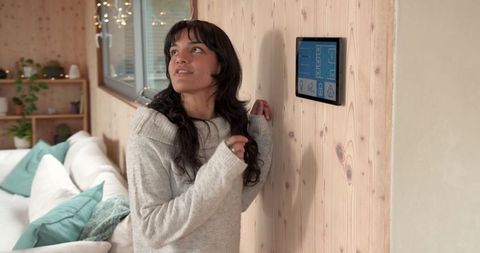 Modern Lifestyle with Smart Home Technology Touchscreen