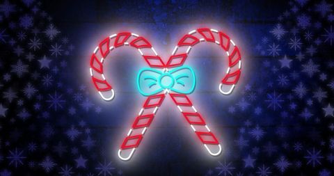 Neon Candy Canes with Snowy Star Background