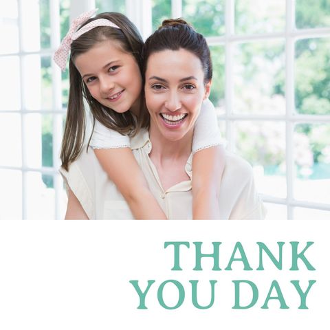 Happy Mother and Daughter Celebrating Thank You Day