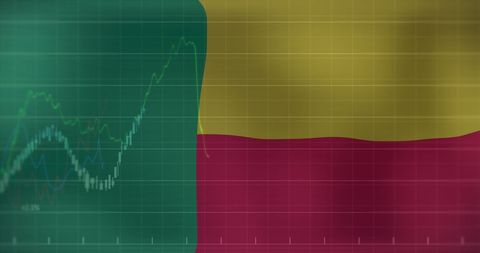 Economy and finance analytics on benin flag background