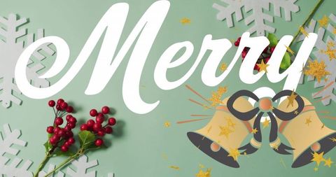 festive christmas greeting with snowflakes and bells - Download Free Stock Images Pikwizard.com