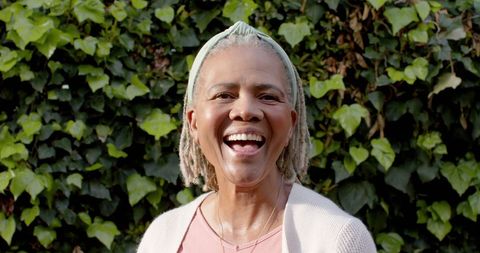Joyful Senior African American Woman Laughing Outdoors