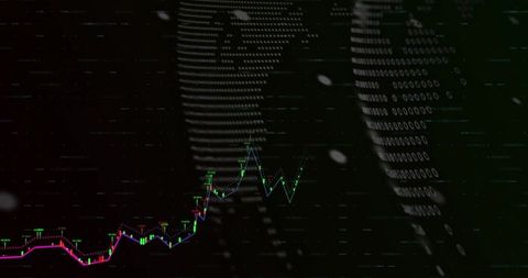 Futuristic Multicolored Line Chart on Digital Dashboard