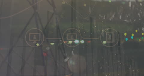 Data Processing Interface Overlaying Urban Night View