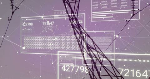 High voltage towers with digital data interface overlay