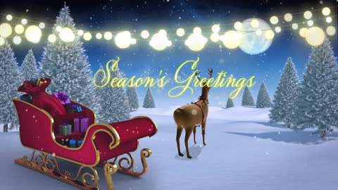 Festive Christmas Scene with Santa's Sleigh