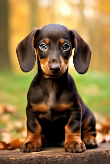 Adorable Dachshund Puppy Sitting Outdoors - Download Free Stock Images Pikwizard.com