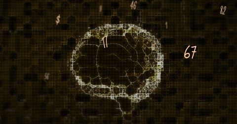 Digital Brain With Floating Numbers Displaying Data Analysis