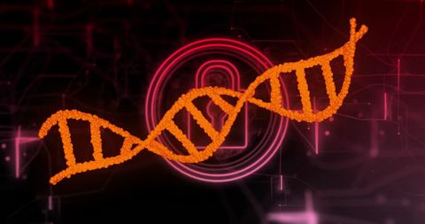 DNA Helix Over Digital Circuitry Background - Download Free Stock Images Pikwizard.com