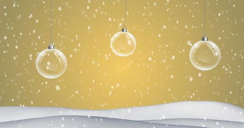 Snow Covered Backdrop with Hanging Christmas Baubles - Download Free Stock Images Pikwizard.com