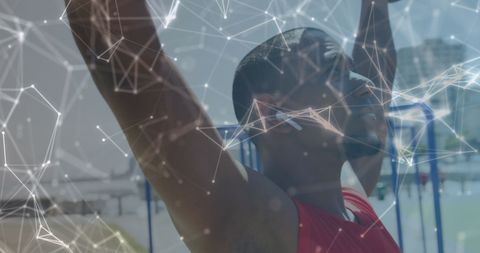 Athlete Engages with Technology for Fitness Training Outdoors