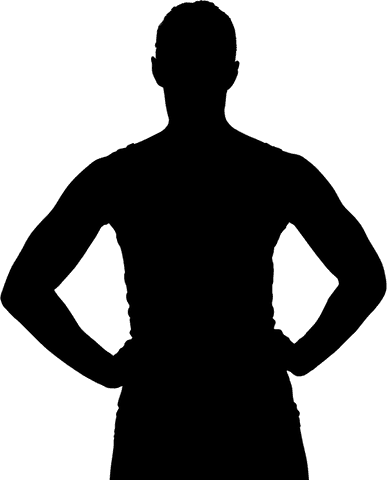 Silhouette of man standing hands on hips in transparent vector