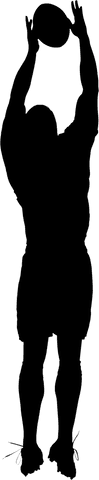 Transparent Silhouette of Rugby Player Leaping For Ball