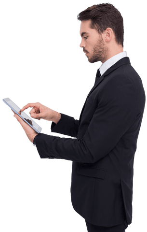 Transparent Businessman Using Tablet Isolated - Download Free Stock Videos Pikwizard.com