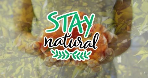 Stay Natural Text with African American Hands Holding Tomatoes